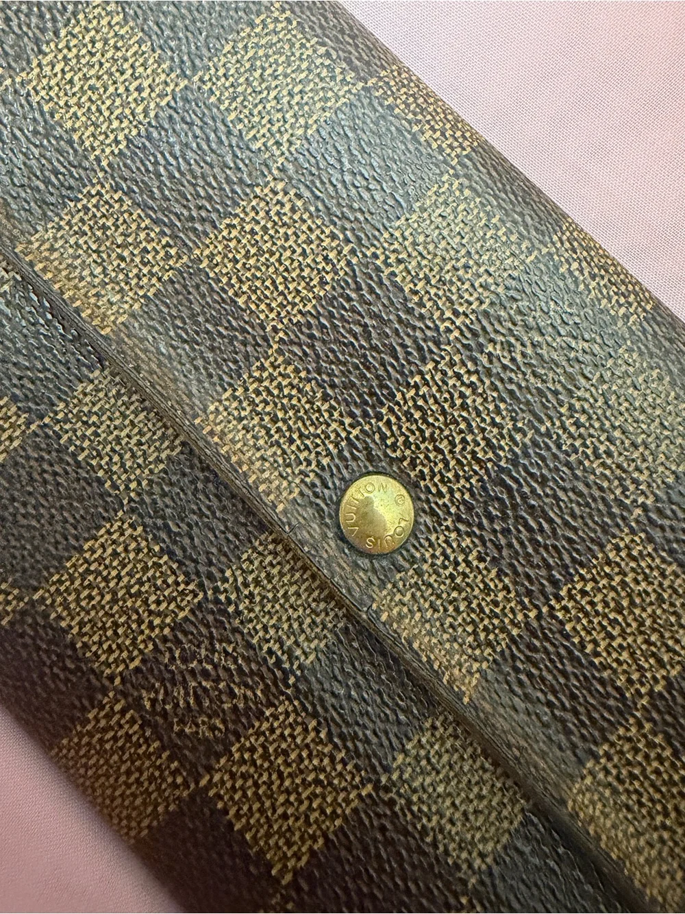 Louis Vuitton Brown Checkered Damier Ebene Continental Wallet with Gold Hardware